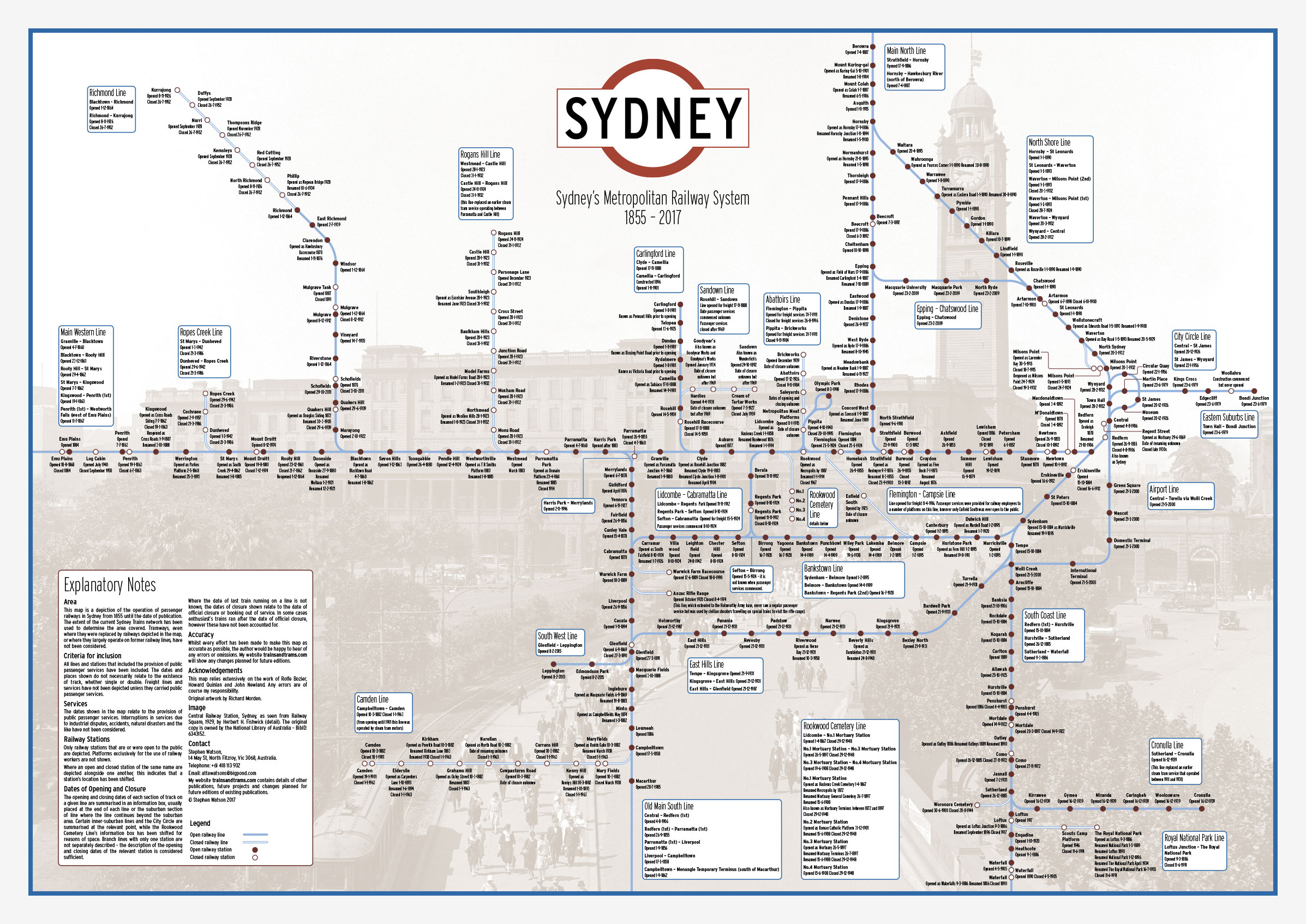 Sydney's Metropolitan Railway System 1855-2017 Poster