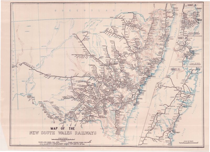 Map of the New South Wales Railways - 1956