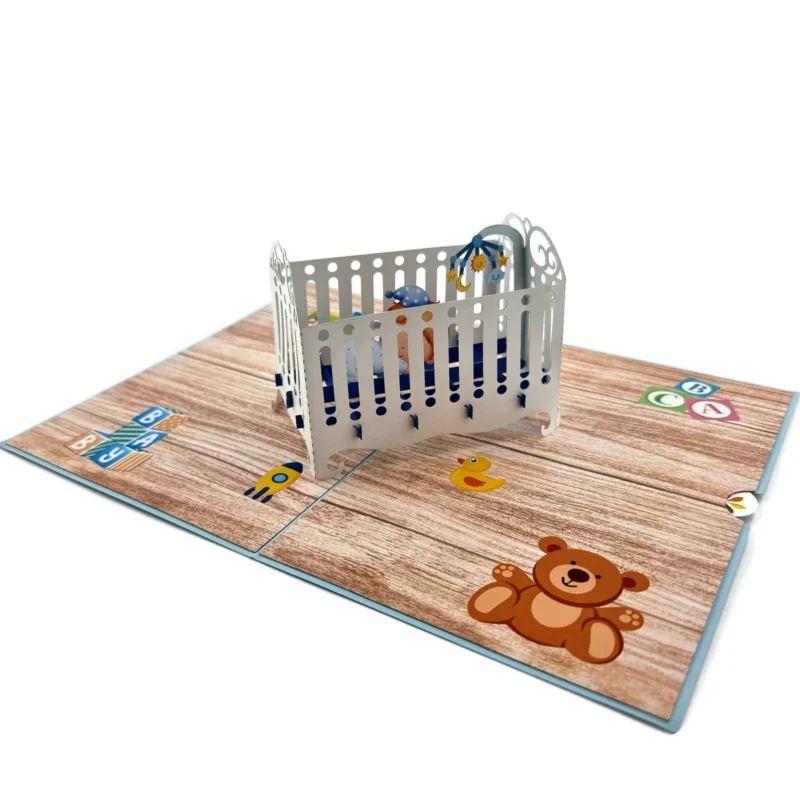 Blue Baby Cot Pop Up Card - Image 2