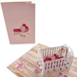 Pink Baby Cot Pop Up Card