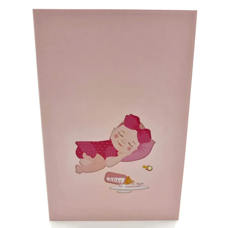 Pink Baby Cot Pop Up Card - Image 3